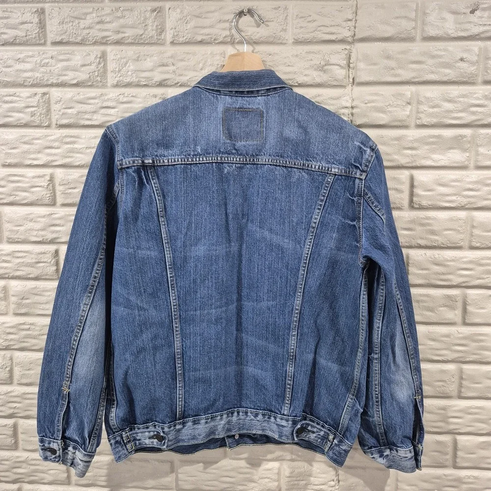 Levis Denim‎ Trucker Jacket Mens XL Bleach Faded Acid Wash Jean 100% Cotton